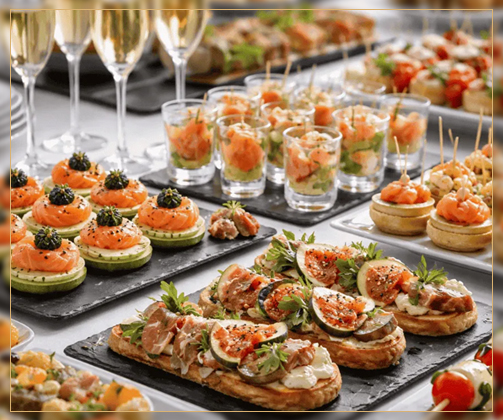 Plated canapés at a corporate event catered by Chef Karim Schumann in Zürich